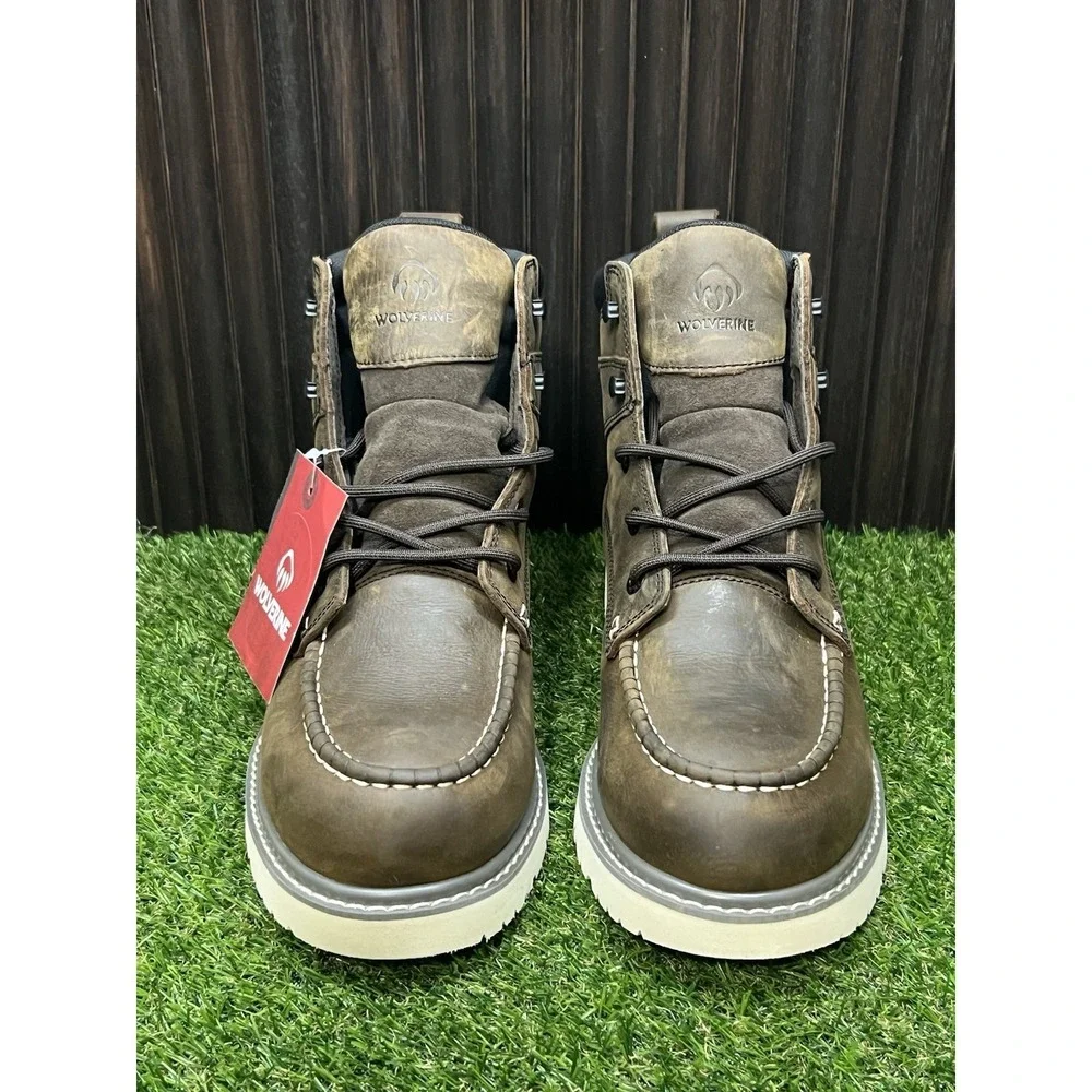 Size 10.5 EW - Wolverine TRADE WEDGE 6 IN SOFT TOE WP DARK BROWN  W230041
